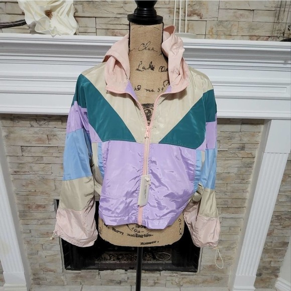 BLACK NYC Home again retro‎ colorblock packable jacket windbreaker new!!! - Picture 1 of 13